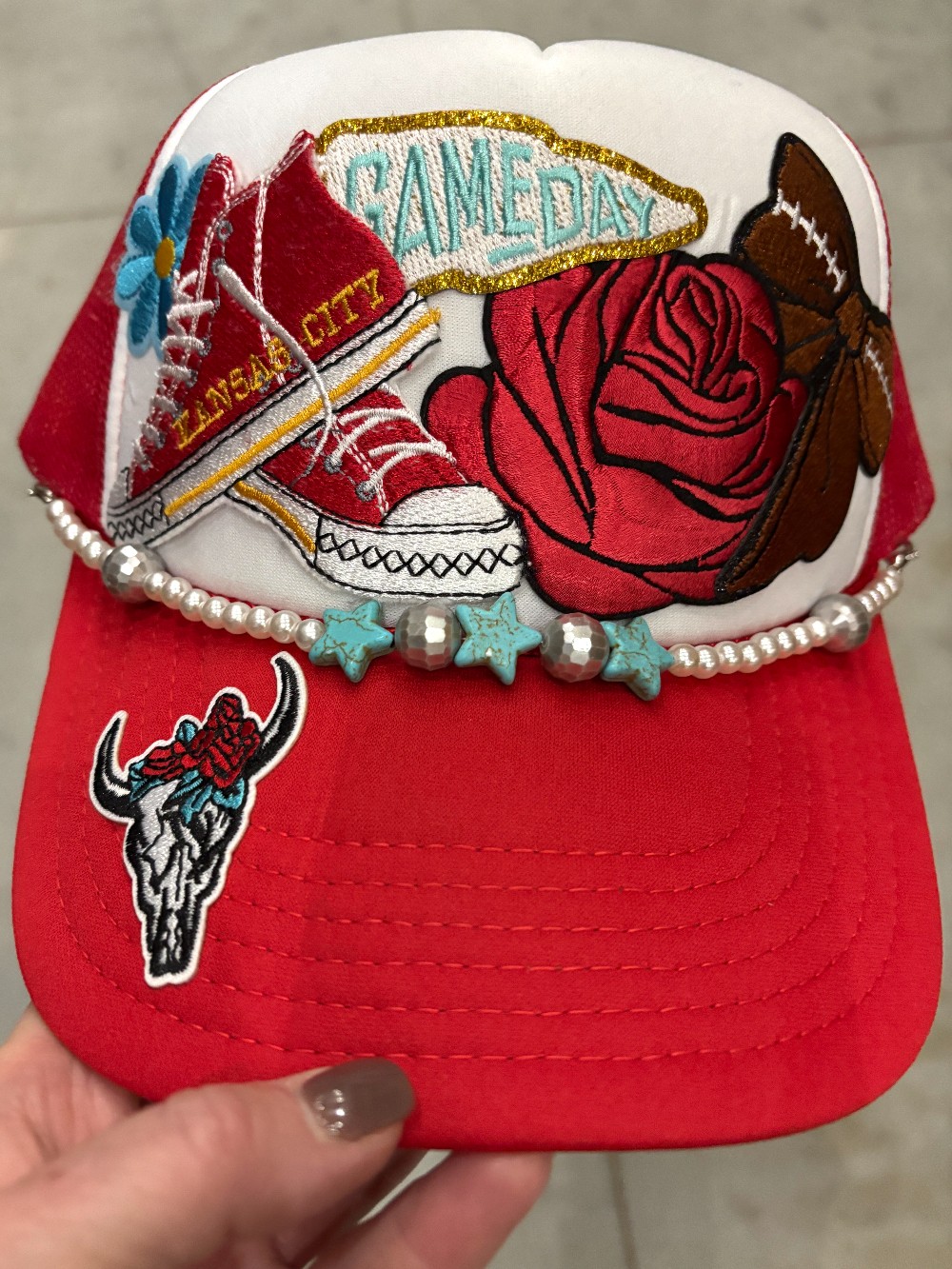Game Day Rose Trucker Hat