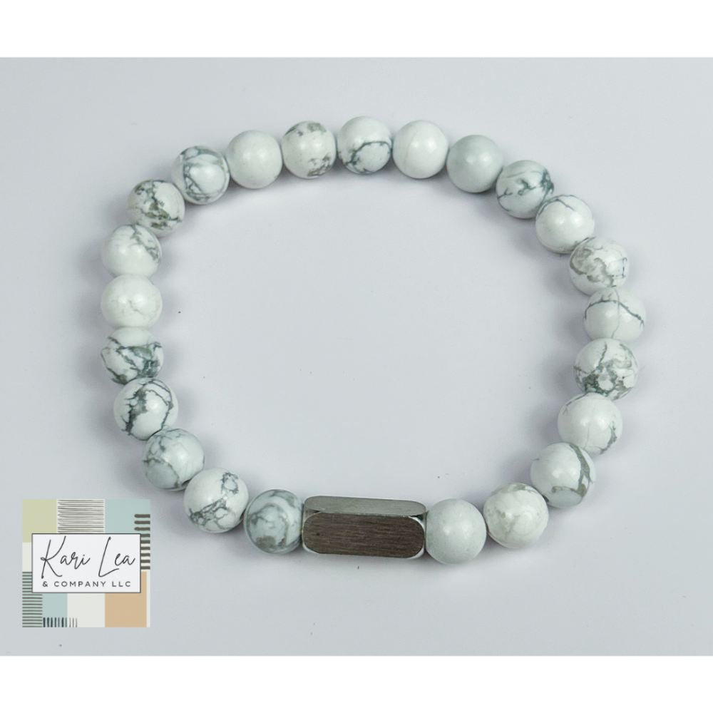 Beaded Stone Bracelet - White Howlite