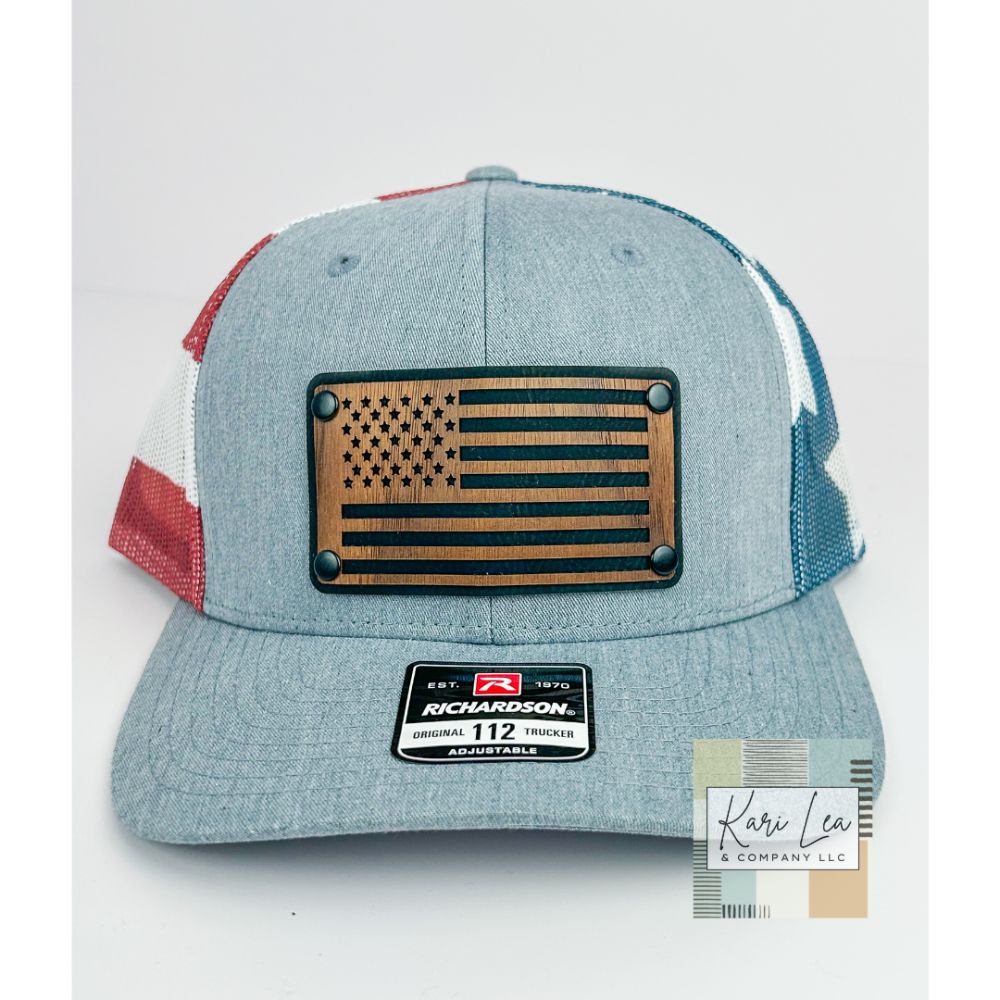 Grey/Flag  Richardson 112 - American Flag w/Black Rivets