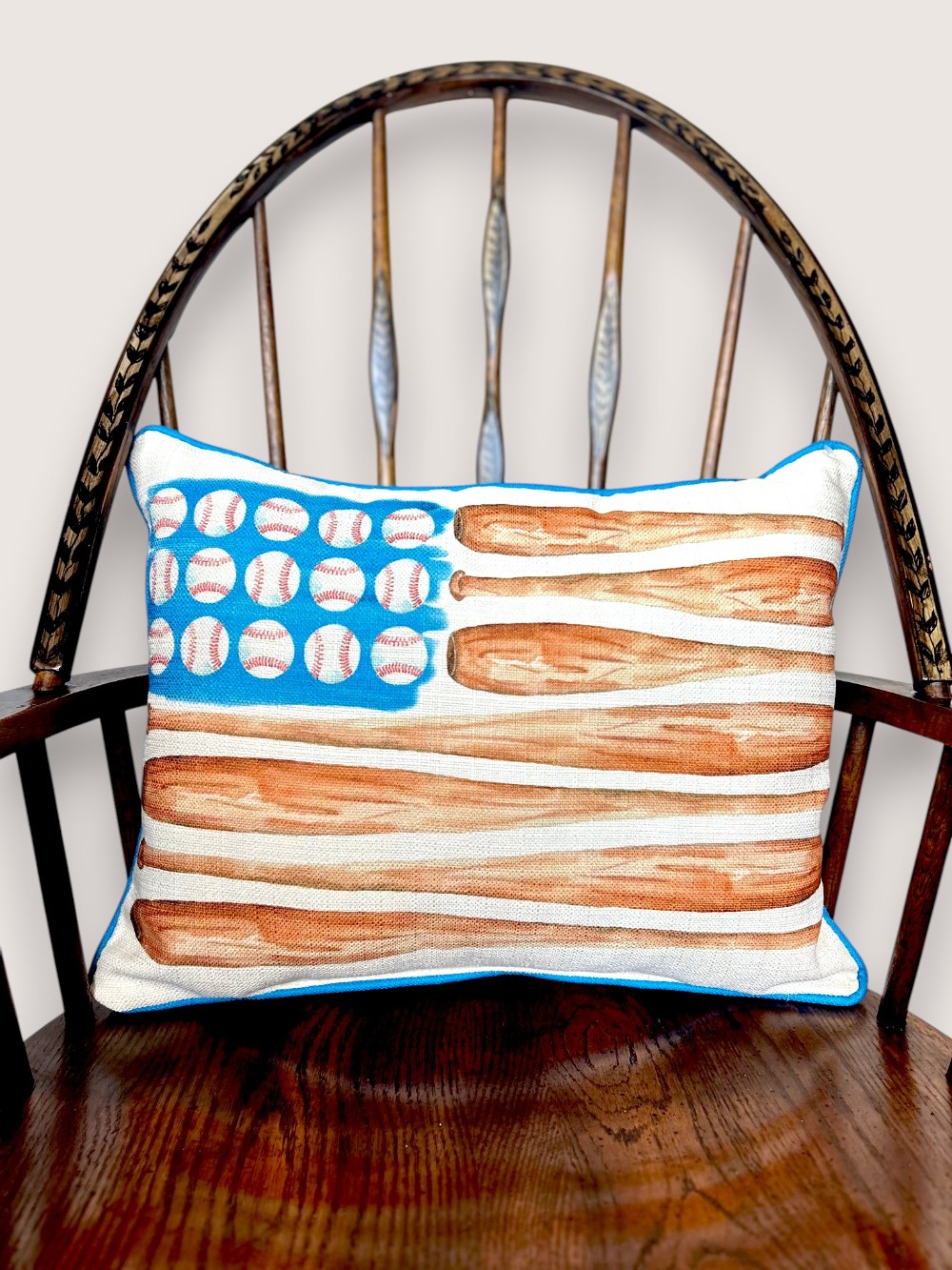 Baseball Flag Throw Pillow