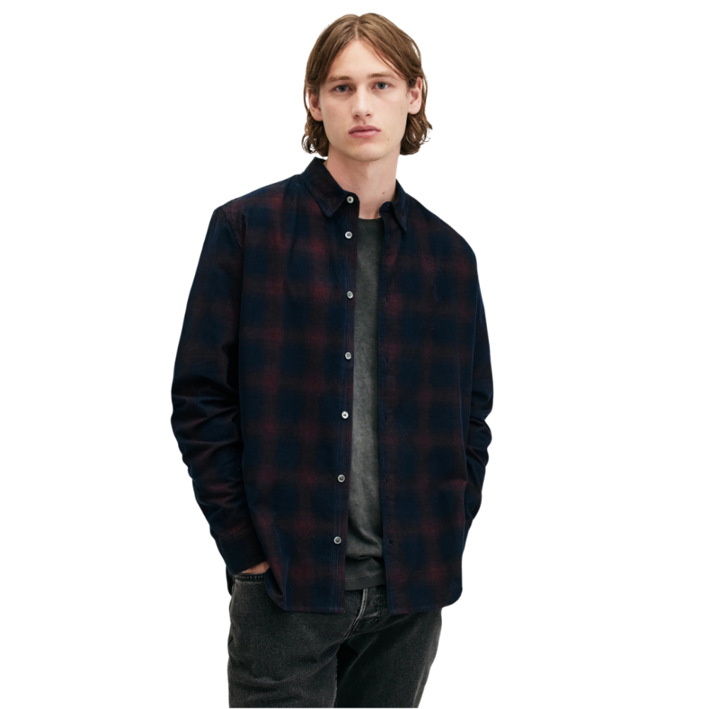 ALLSAINTS Daybreaker LS Shirt Red Navy XL