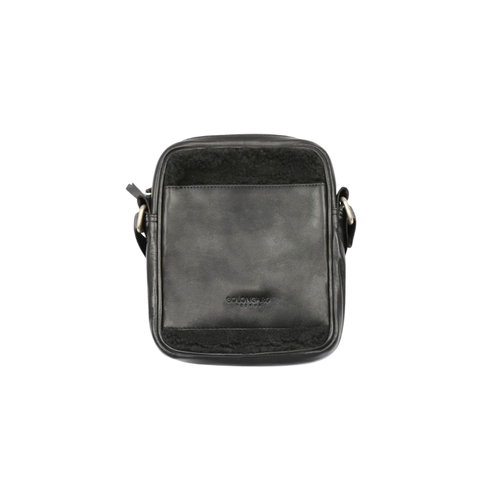 BOLONGARO Trever Leather & Fleece Flight Bag Black