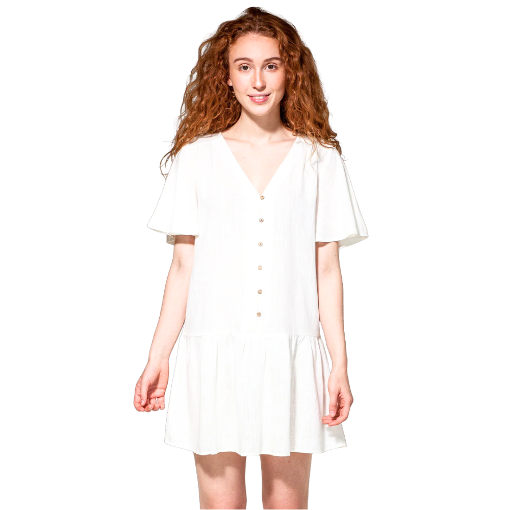 PINK MARTINI Isabella Linen Blend Mini Dress White S