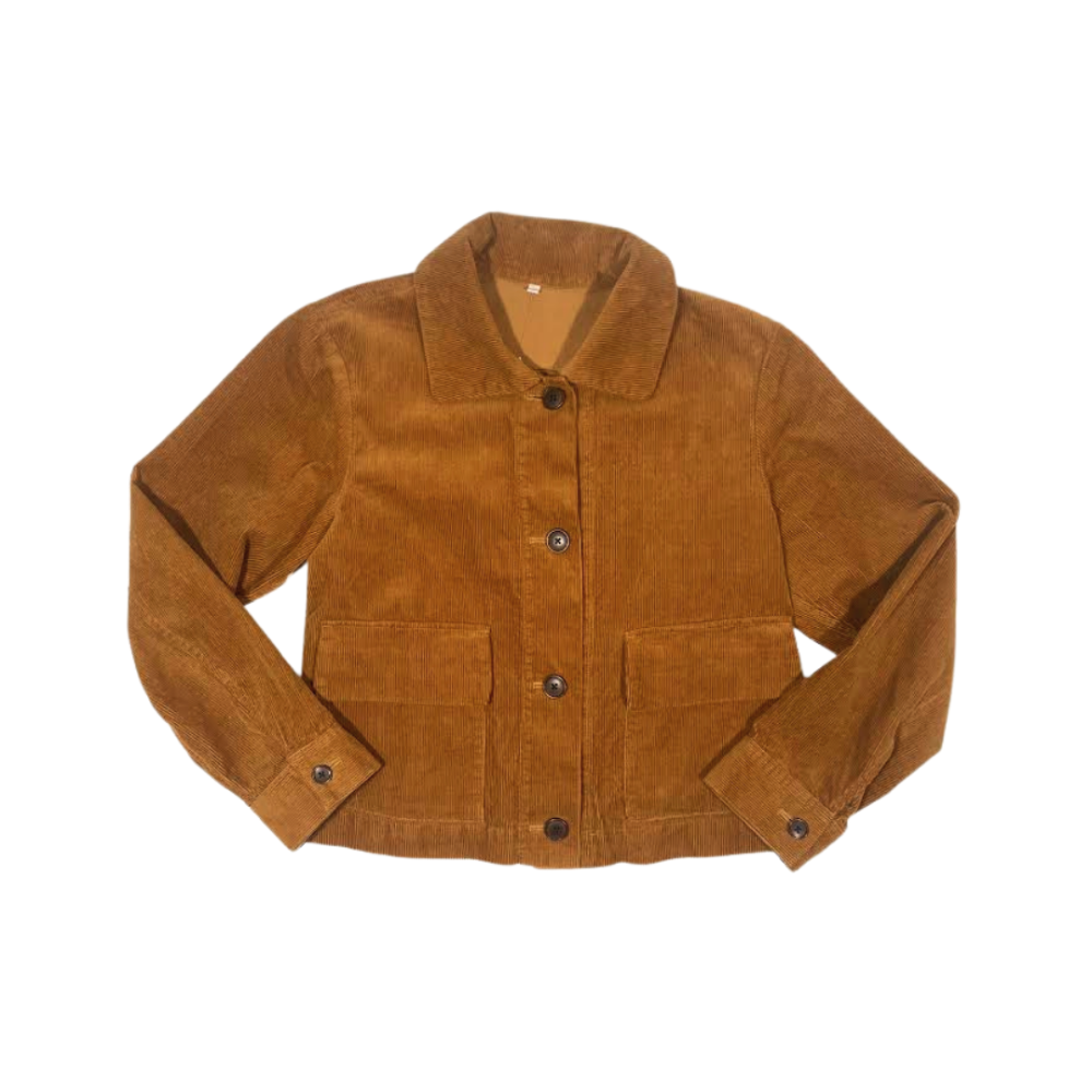 MUJI Kapok Blend Cropped Corduroy Jacket Toffee Small