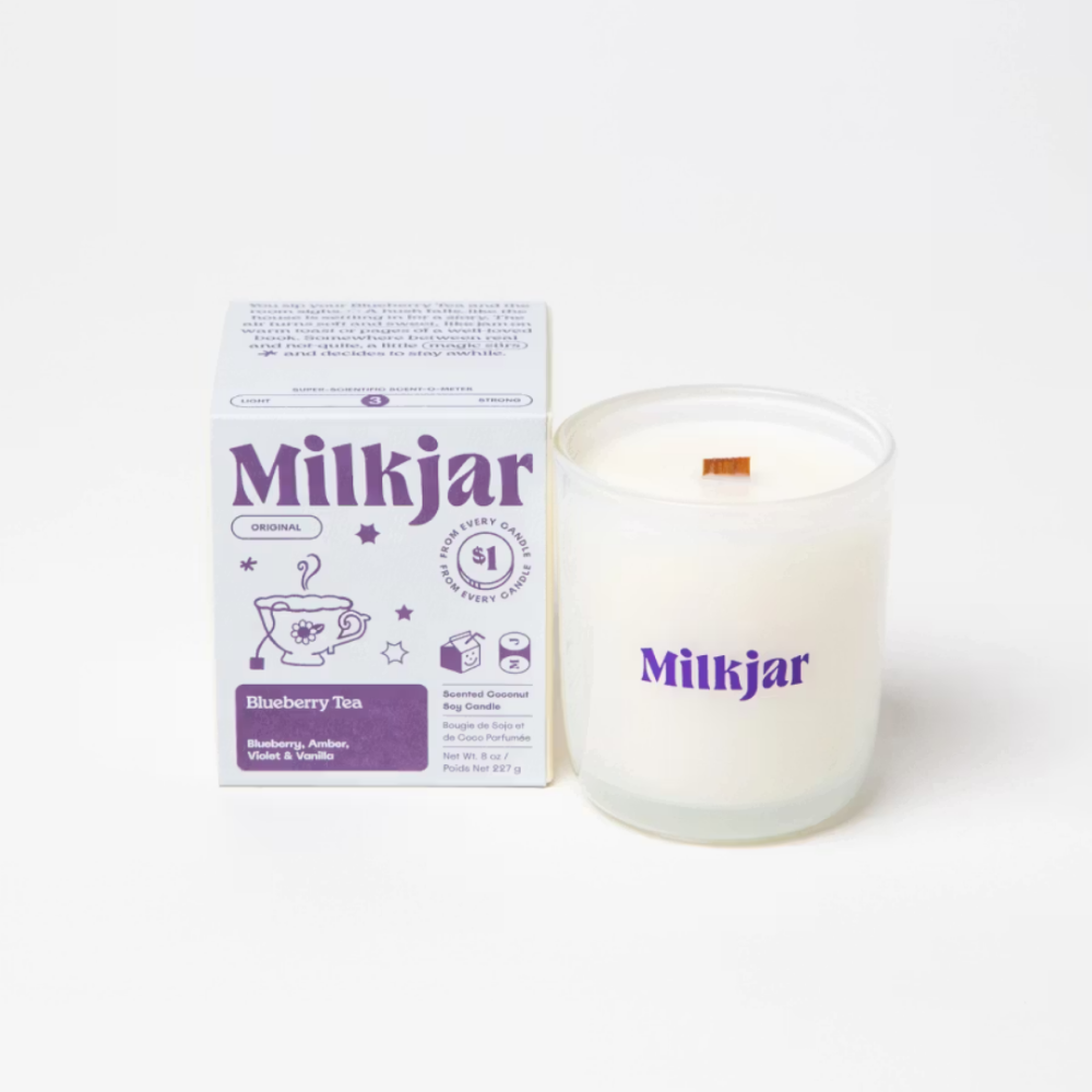 MILK JAR Blueberry Tea Candle - Blueberry, Amber, Violet & Vanilla