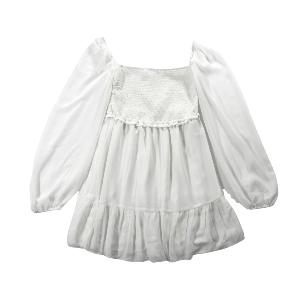 WILFRED Smocked Teired Mini Dress White XS