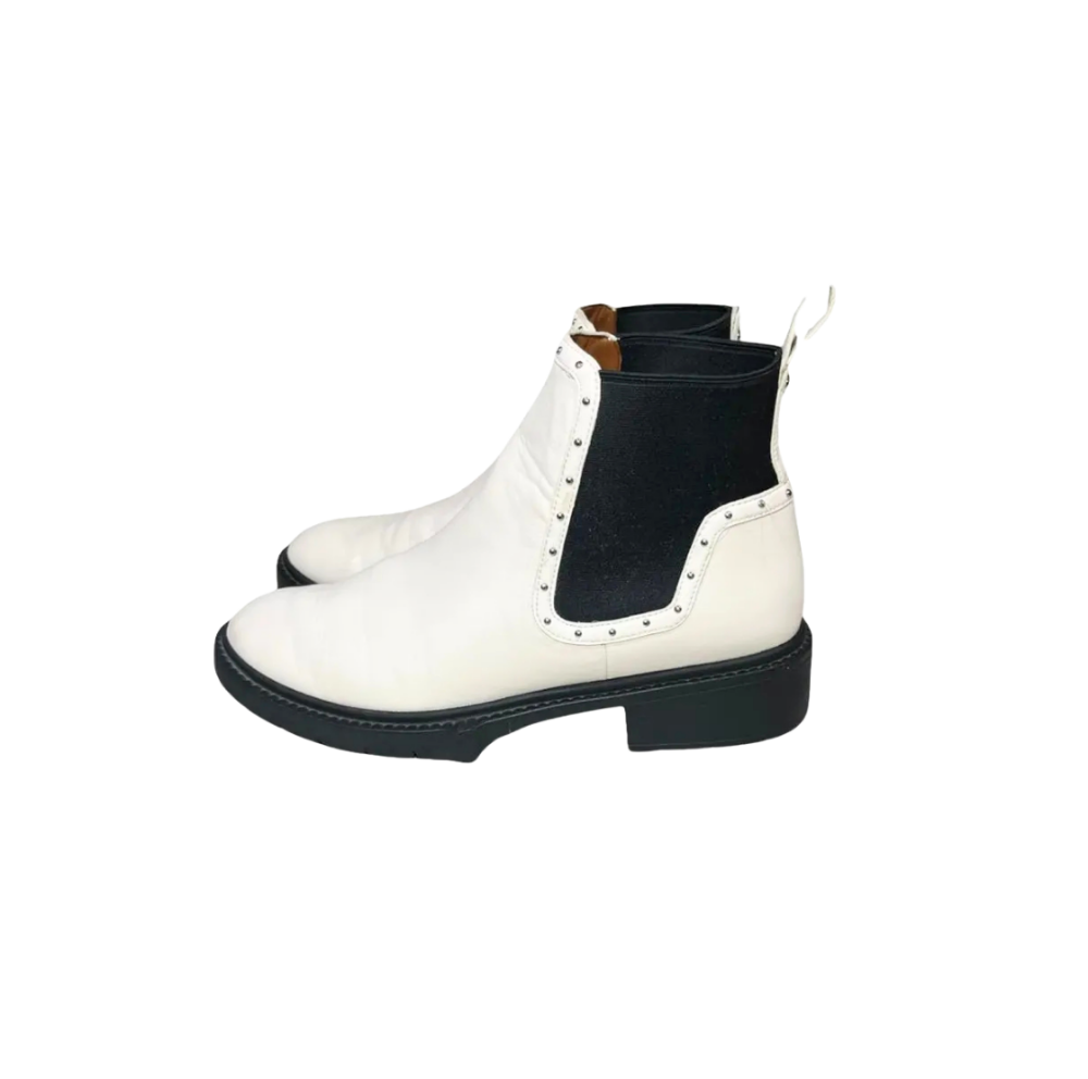 COACH Studded Leather Chelsea Boot Ivory 7.5