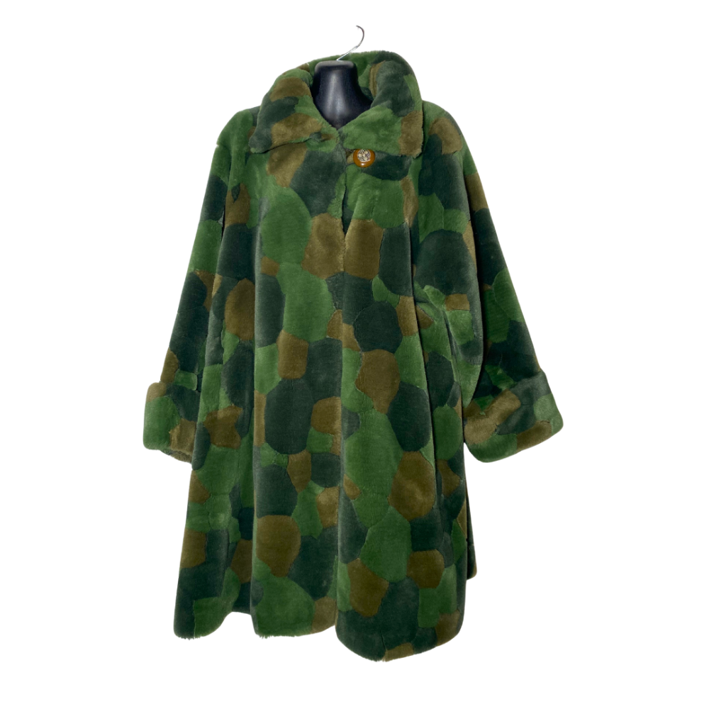 SIMILITUDE Y2K Vintage Fuzzy Camo Coat Greens M