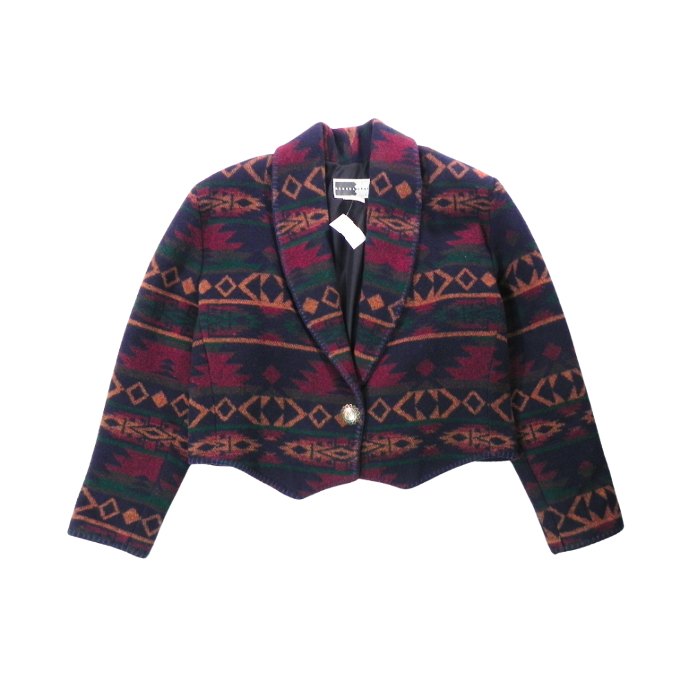 RHONDA STARK Western Knit Cropped Jacket Navy Large