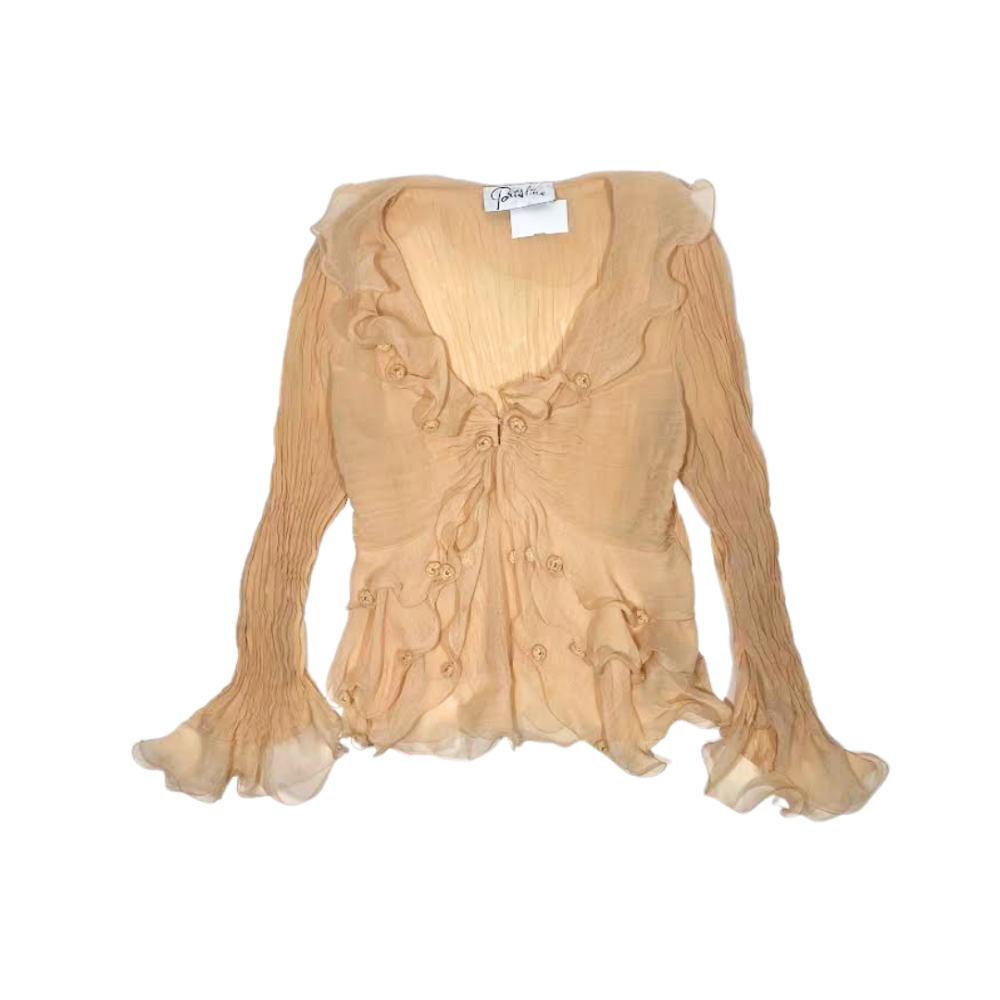 PARISLINE Ruffled Sheer Crepe Blouse Ten Med
