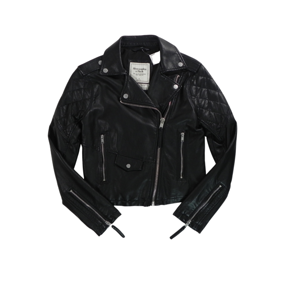 ABERCROMBIE & FITCH Faux Leather Moto Black Small