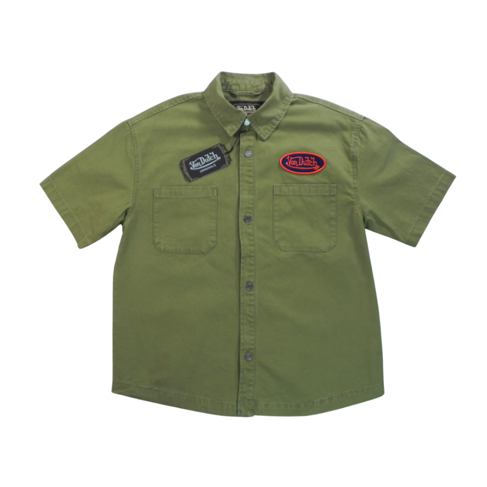 VON DUTCH Heavyweight Mechanic Shirt Green Small