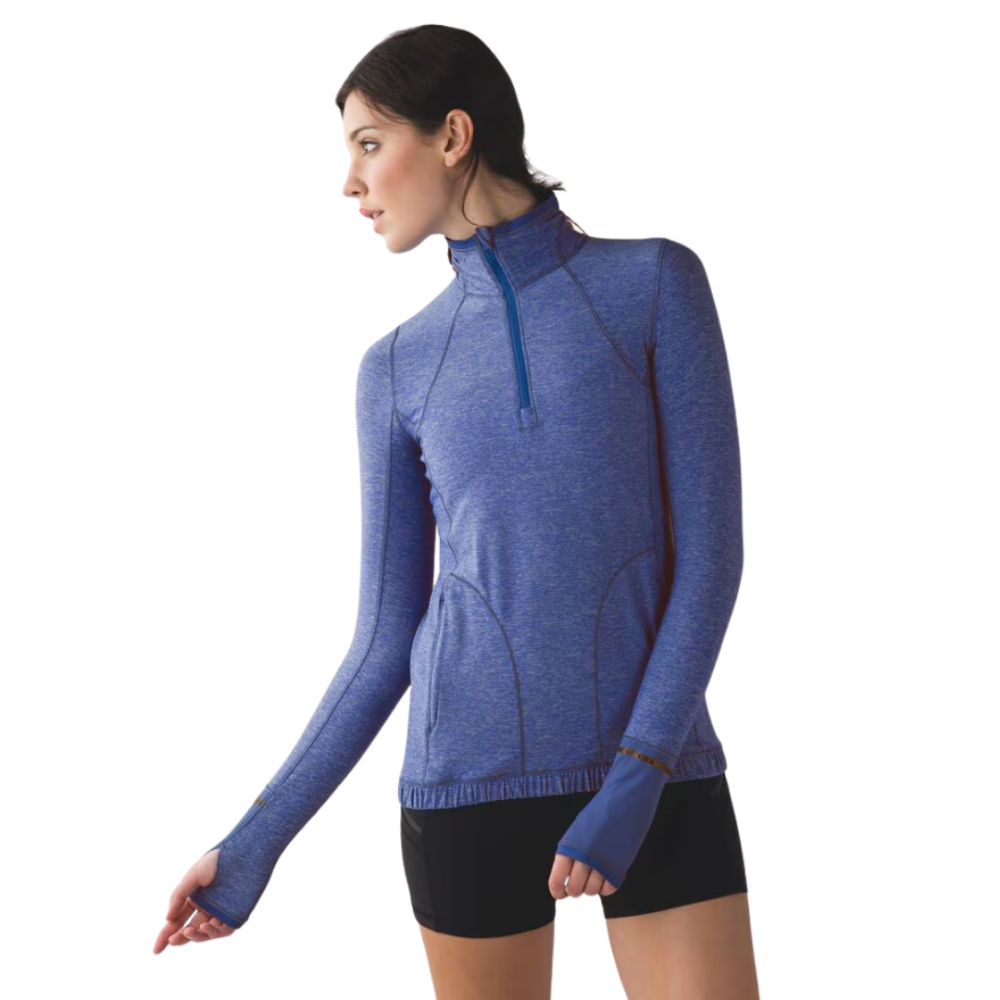 LULULEMON Pace Pusher 1/2 Zip Heathered Harbor Blue 4