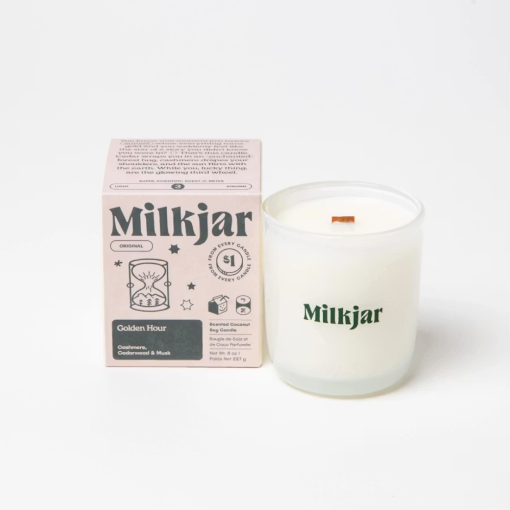 MILK JAR Golden Hour Candle - Cashmere, Cedarwood & Musk