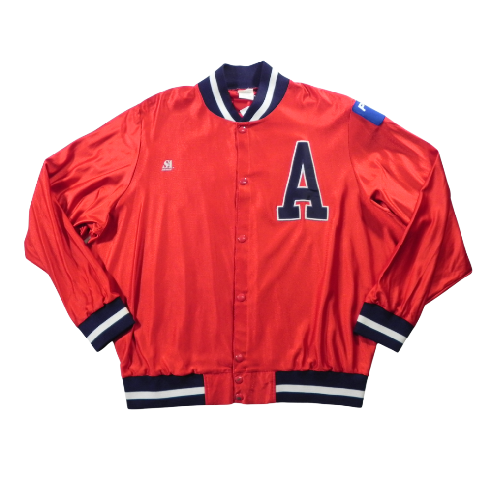 VINTAGE Saxon Letterman Acadia U Snap Button Red L