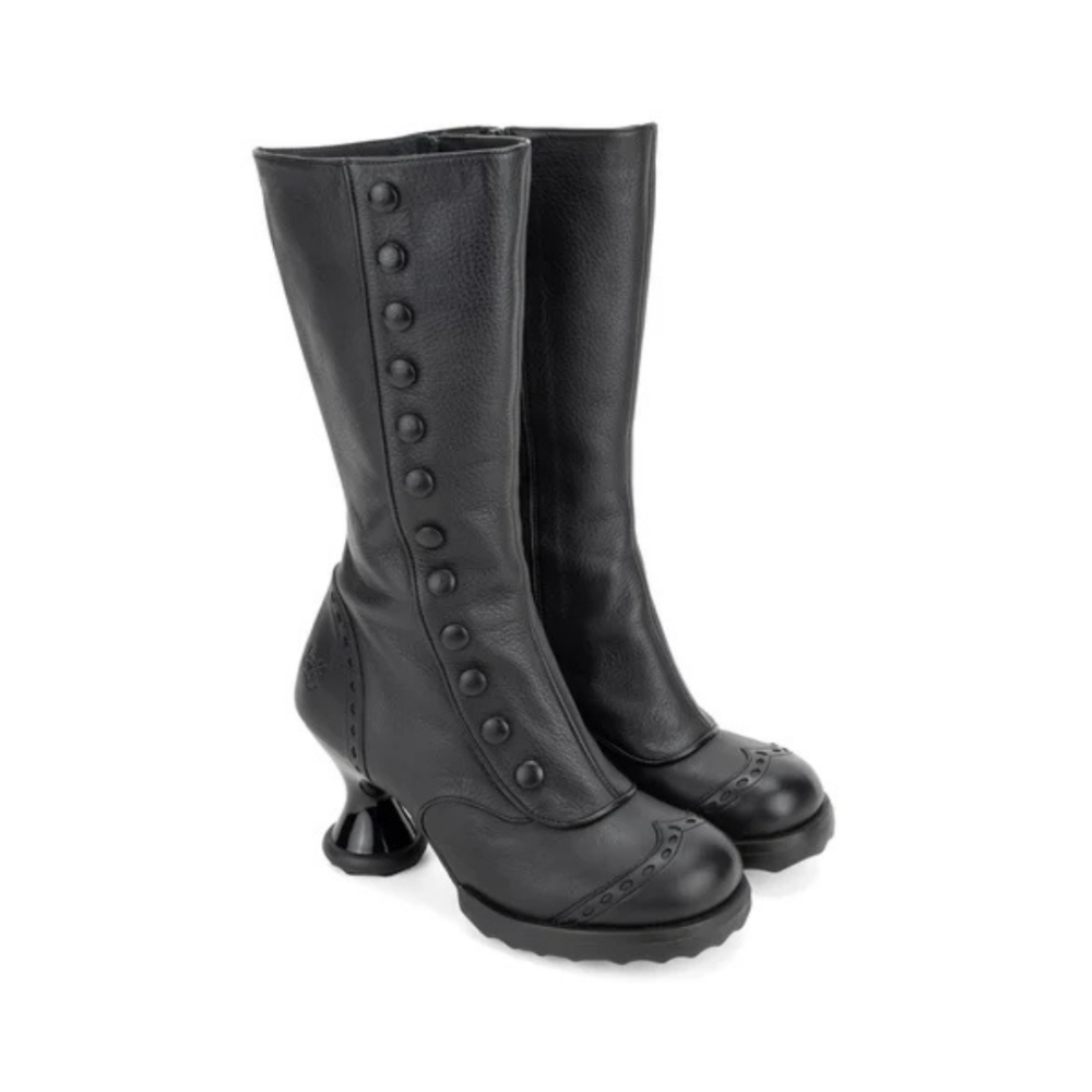 JOHN FLUEVOG Babycake High Leather Boot Black 10