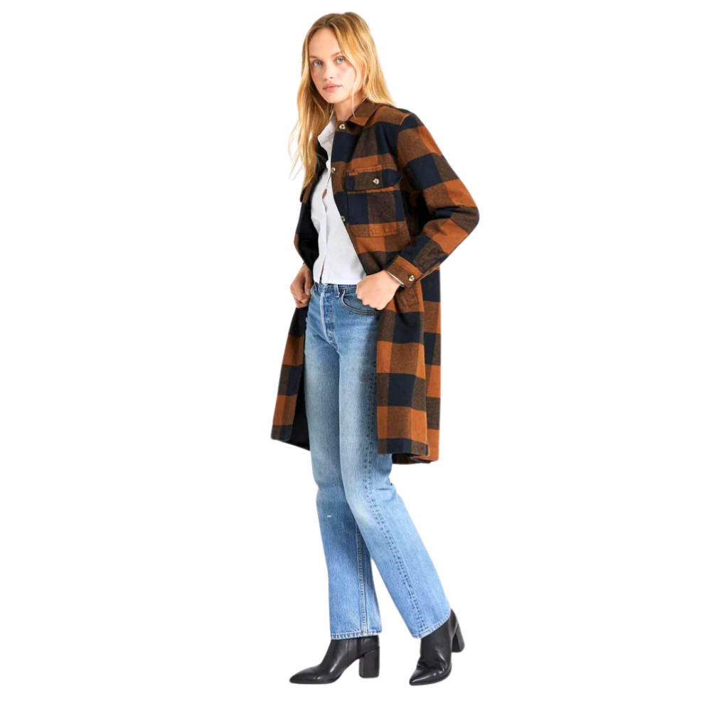BRIXTON Bowery Long Shirt Jacket Bison Small