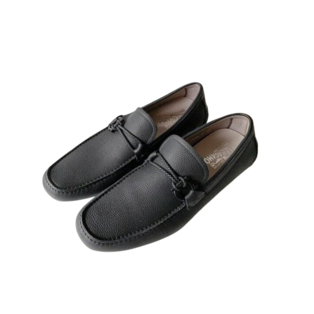 FERRAGAMO Gancini Leather Driving Loafer Black 9.5
