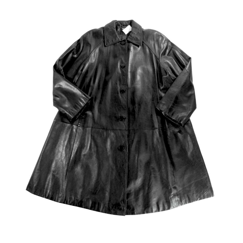 DANIER Full Length Genuine  Leather Coat Black Large