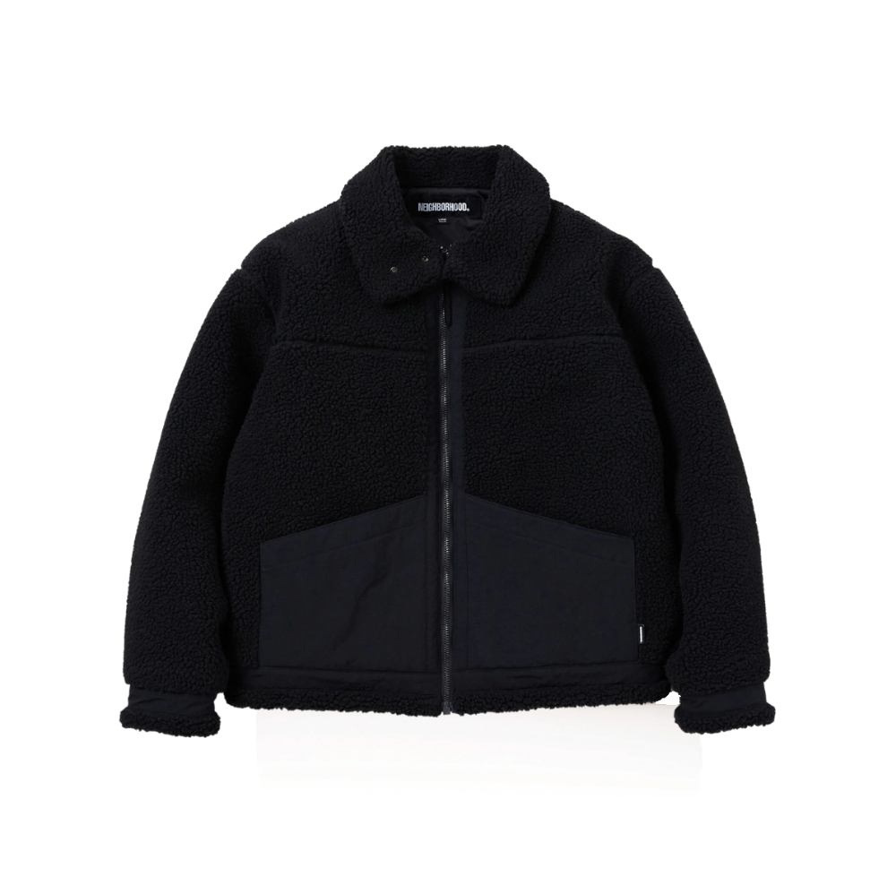 NEIGHBORHOOD Boa Sherpa Fleece Zip Up Black Med