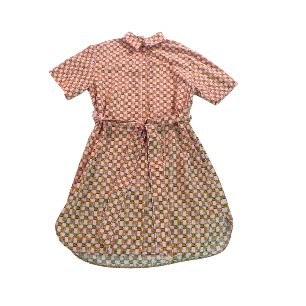 BURBERRY Belted Cotton Haymarket Check Pink Tan 4