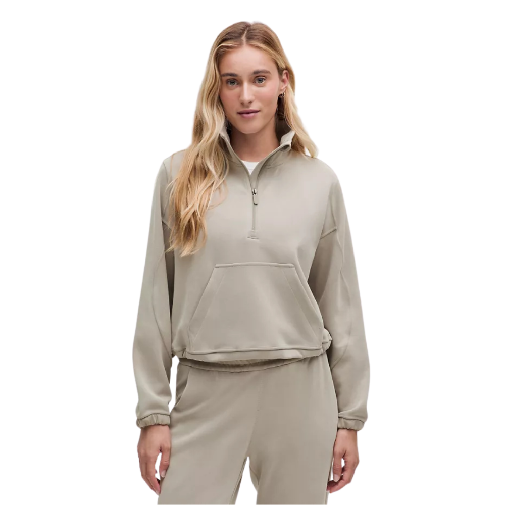 LULULEMON Brushed Softstreme Half Zip Greige 4