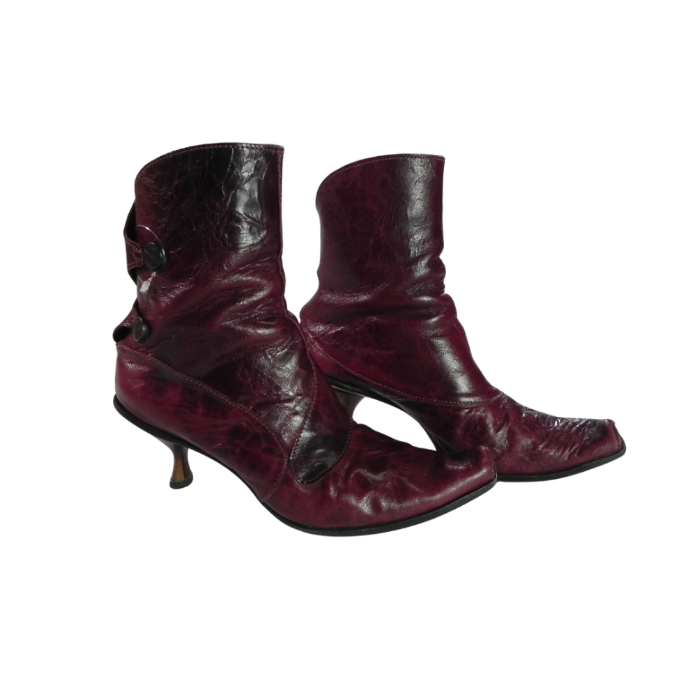 CYDWOQ Leather Kitten Heel Pointed Toe 