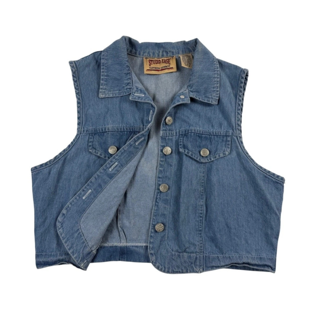 STUDIO EASE Vintage Cropped Denim Jacket 10