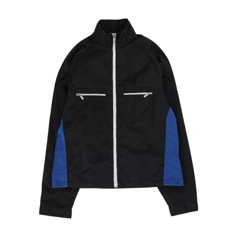 NIKE 90s Vintage Cropped Zip Up Black Blue Small