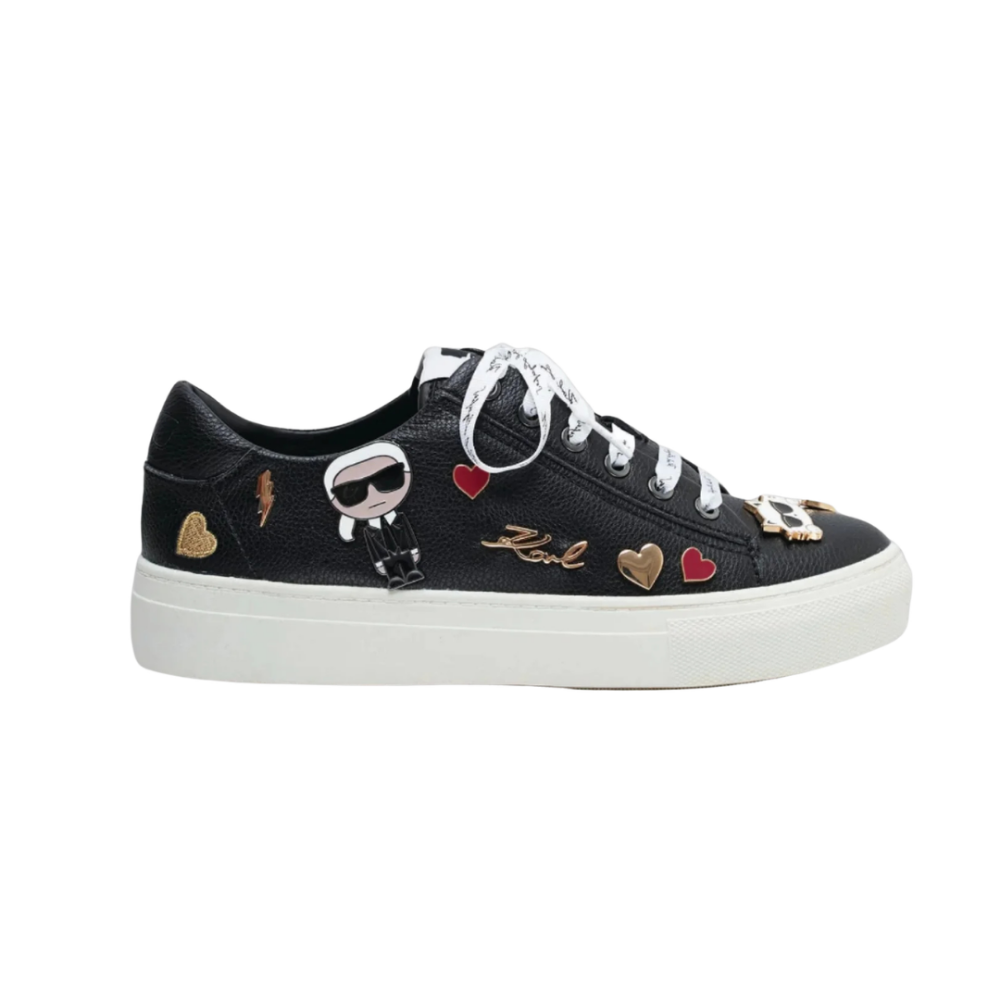 KARL LAGERFELD Cate Pin Logo Sneakers Black 6.5
