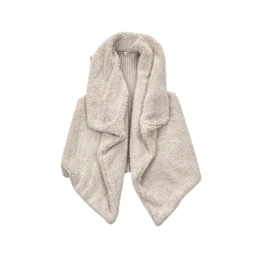 BB DAKOTA Rennie Ribbed Knit & Fur Vest Ivory Small