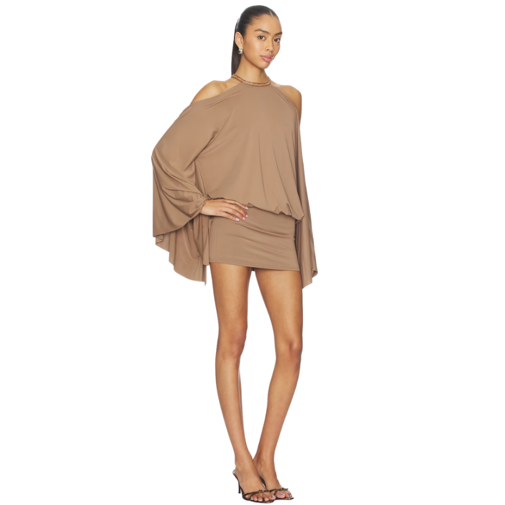 JADED LONDON Backless Butterfly Mini Dress Tan 4