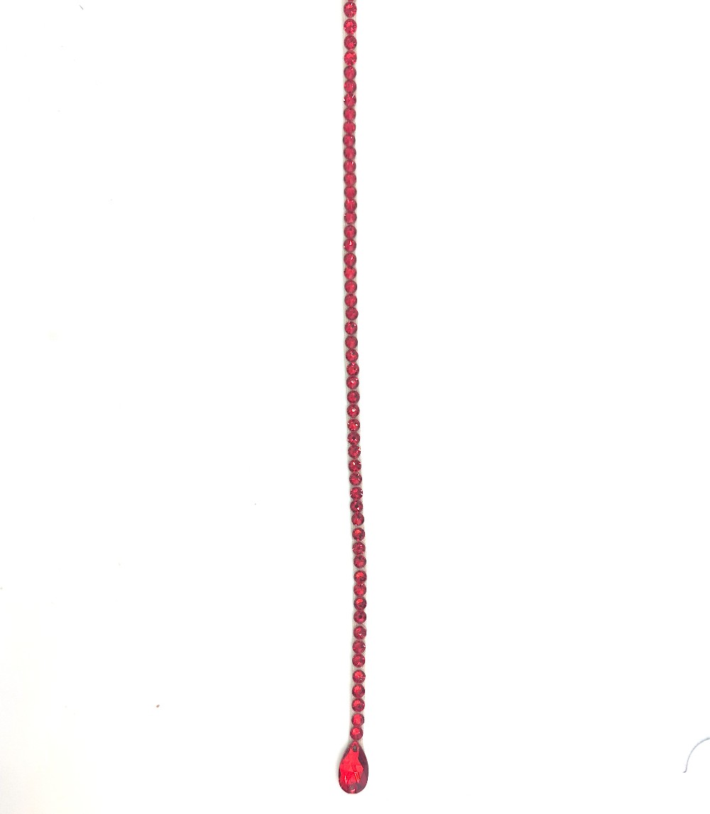 Light Siam Crystal Single Strand with Pear Drop