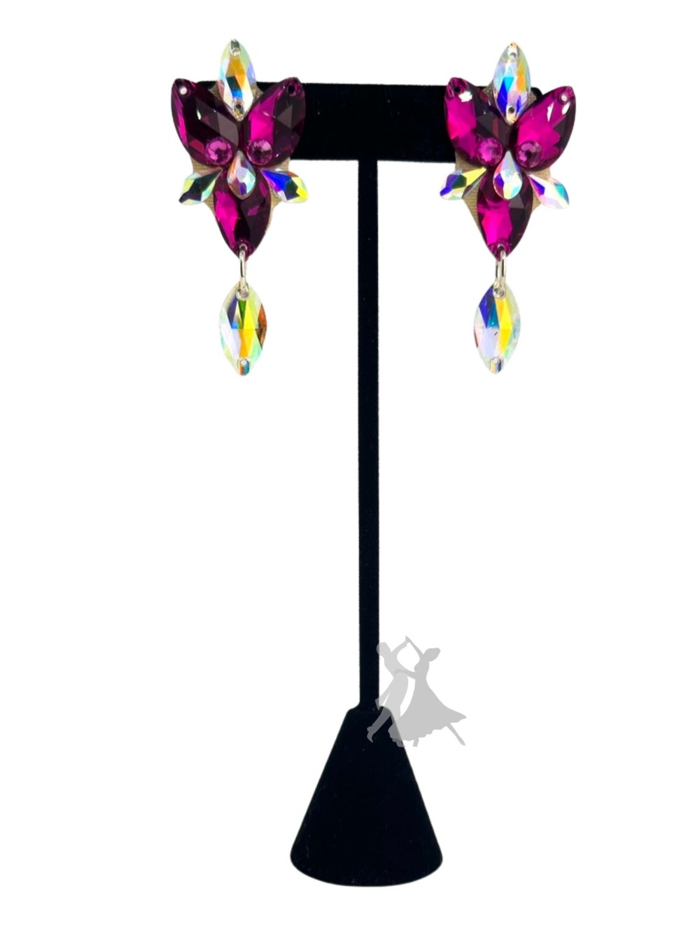Fuchsia and AB Crystal earrings - pierced