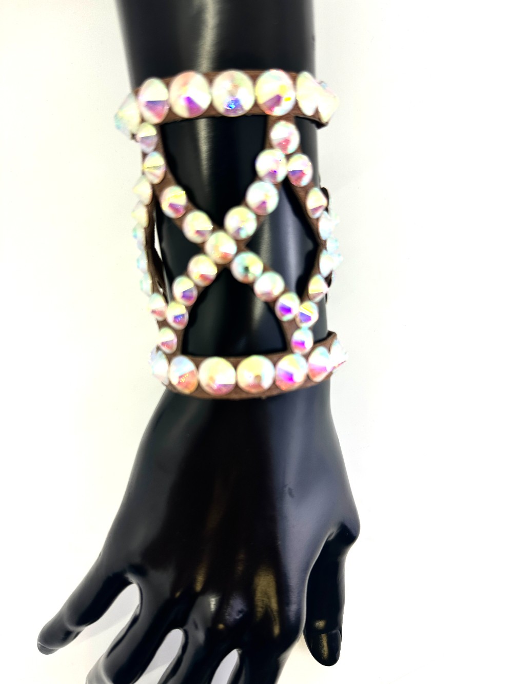 AB Crystal Bracelet Set - Cross Hatch design