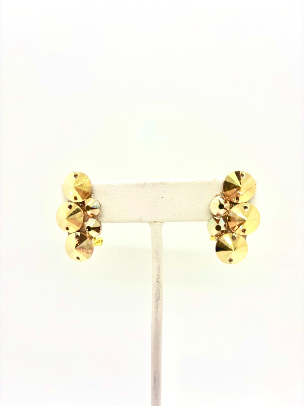 Gold  Rivoli Swarovski Crystal Earrings - pierced