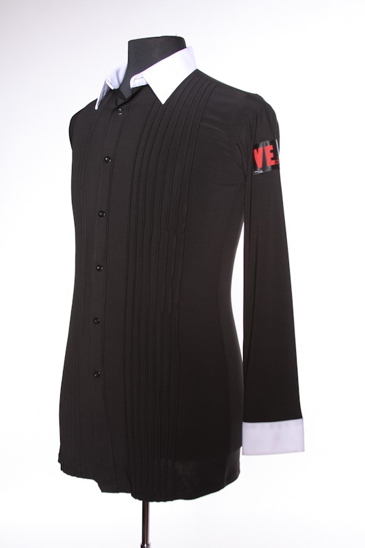 Black Shirt with White Collar - Zack