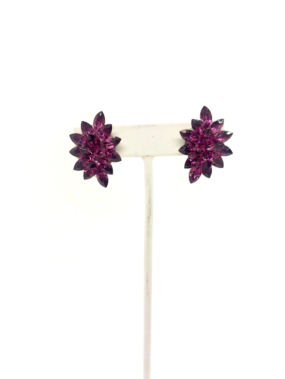 Fancy AB Crystal earrings - Fuchsia - clip on
