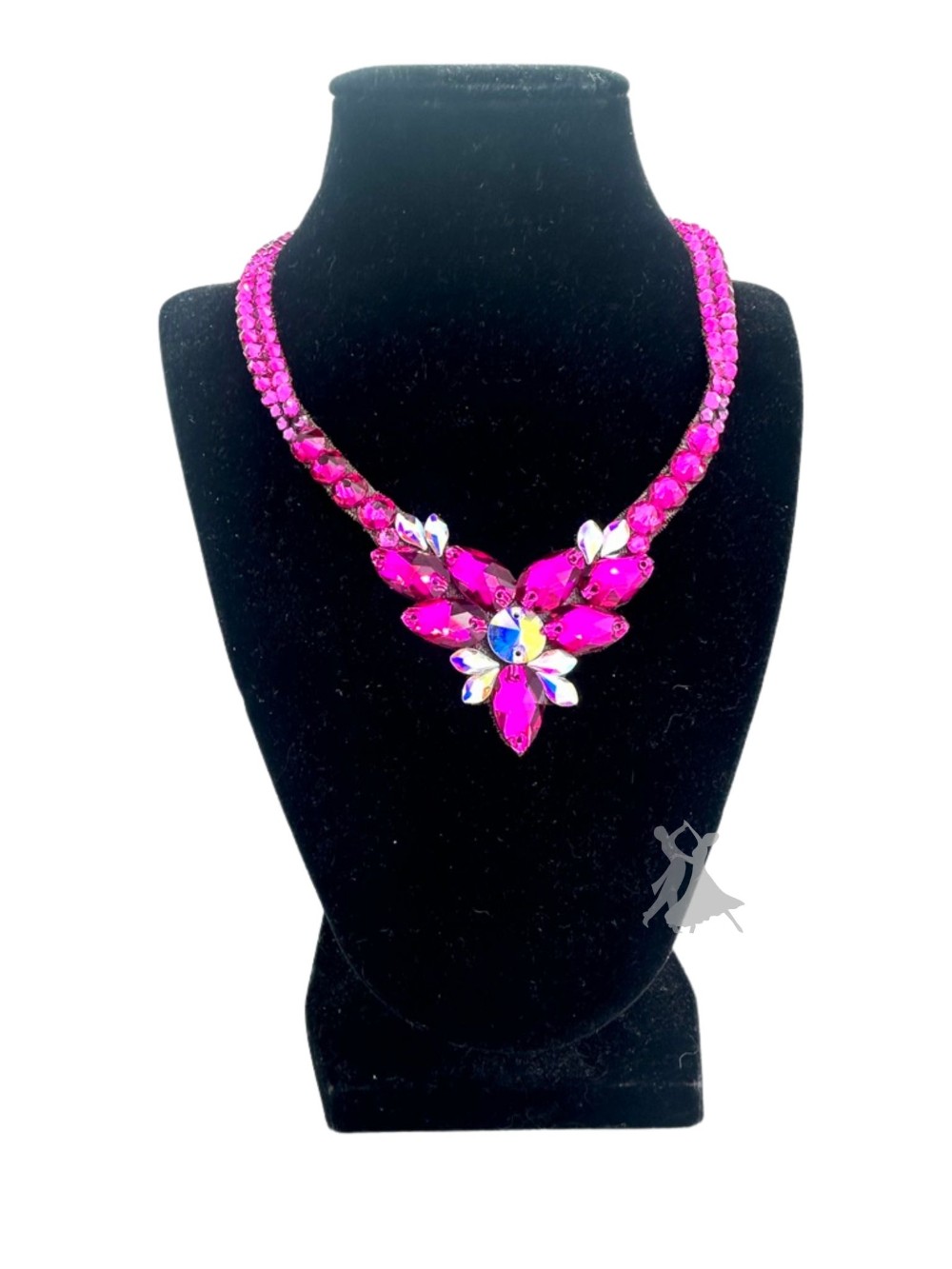 Fuchsia and AB Crystal Necklace