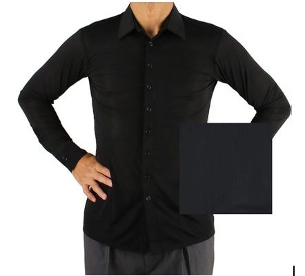 Mens Latin Sheer Stripe Dance Shirt