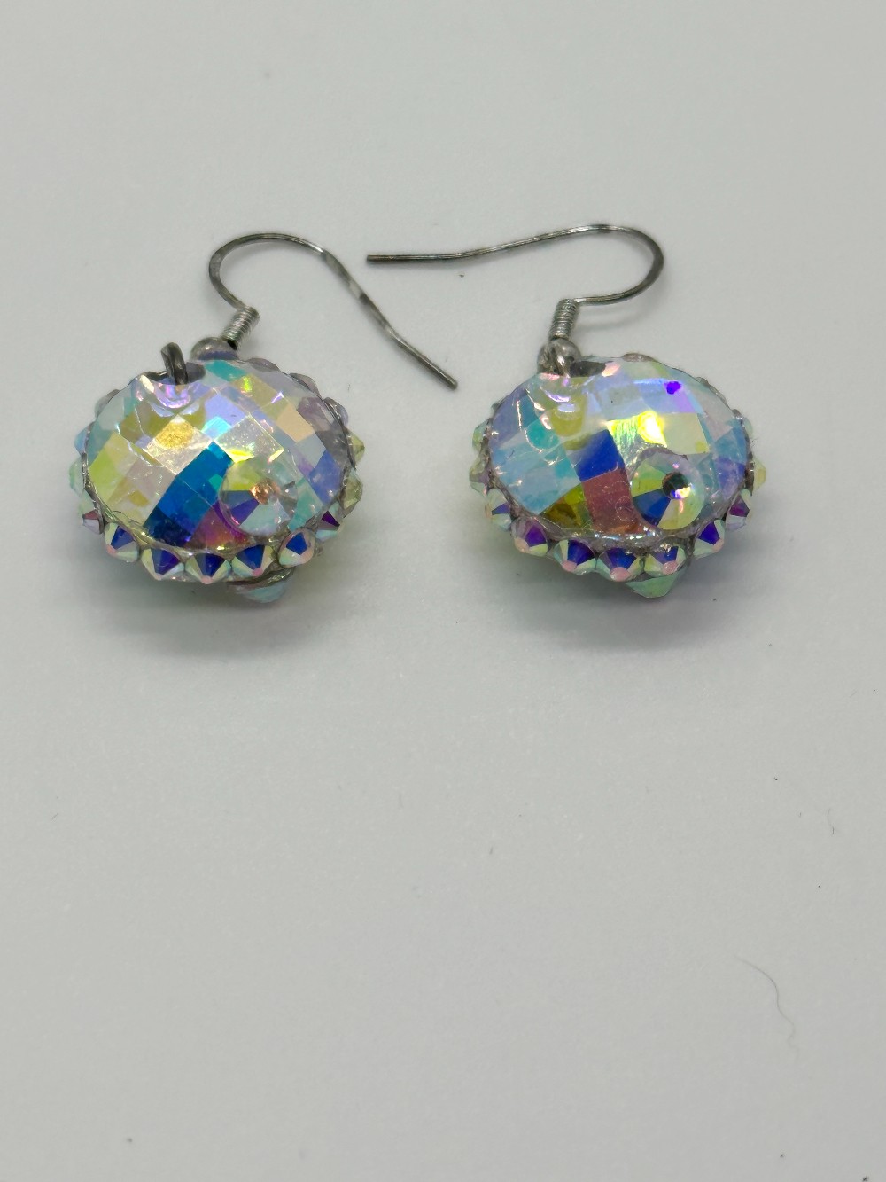 Multifaceted AB Crystal Pierced Earrings