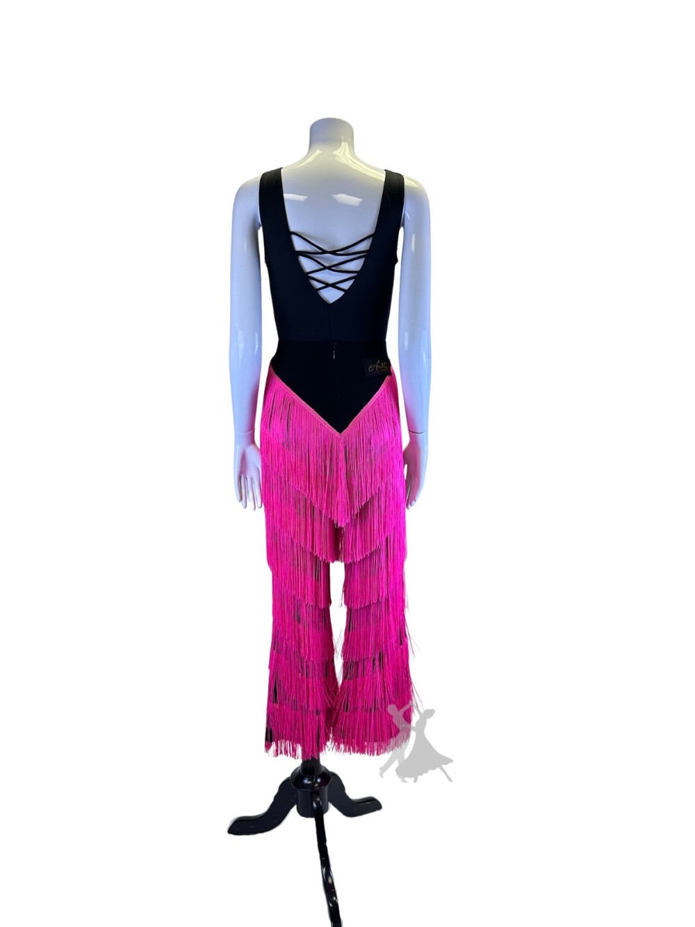 Fringe Pants Pink on Black