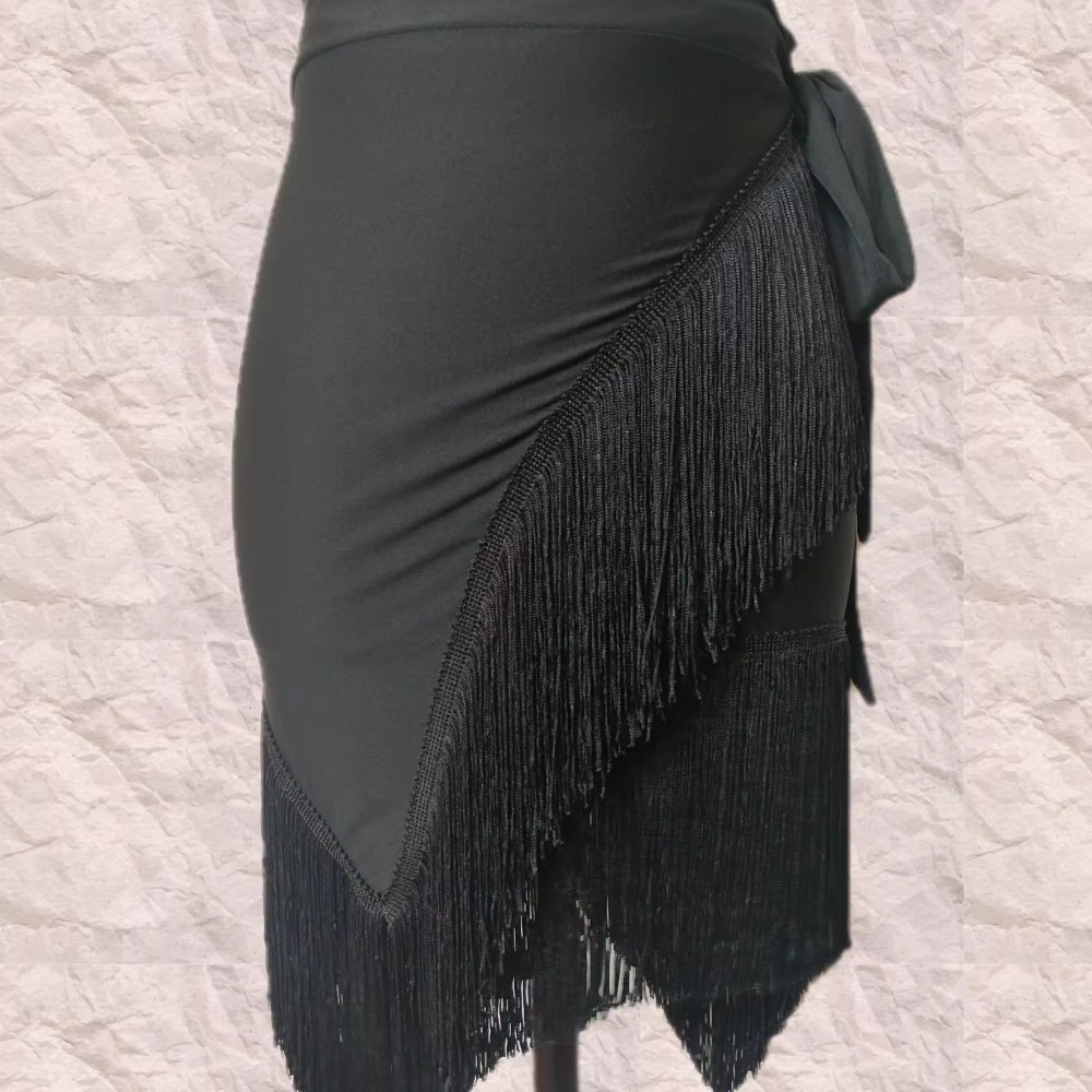 Fringe Wrap Skirt with long panels