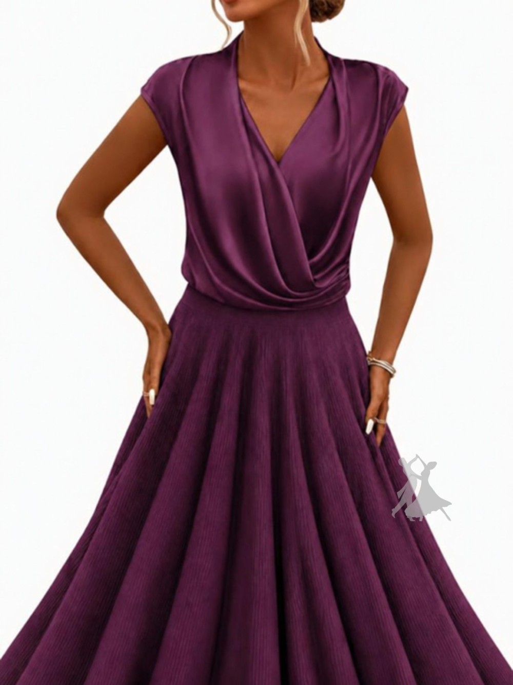 Women's Cap Sleeve Draped Ruched Faux Wrap Body suit