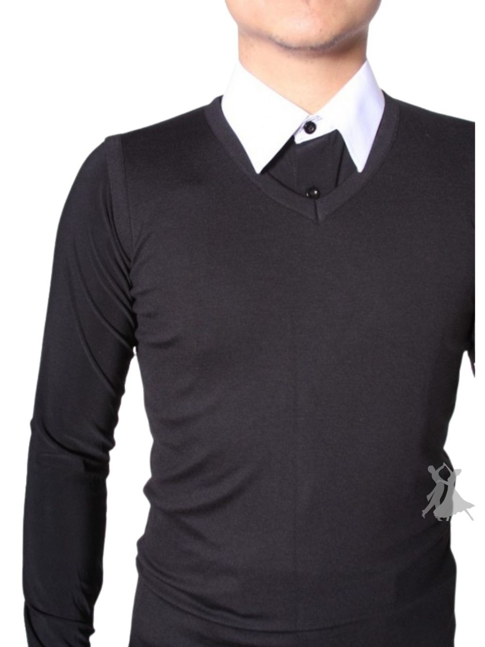 Black Shirt with White Collar