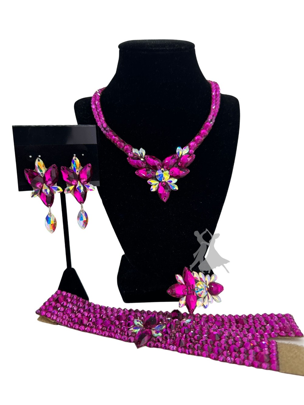 Fuchsia and AB Crystal earrings - pierced