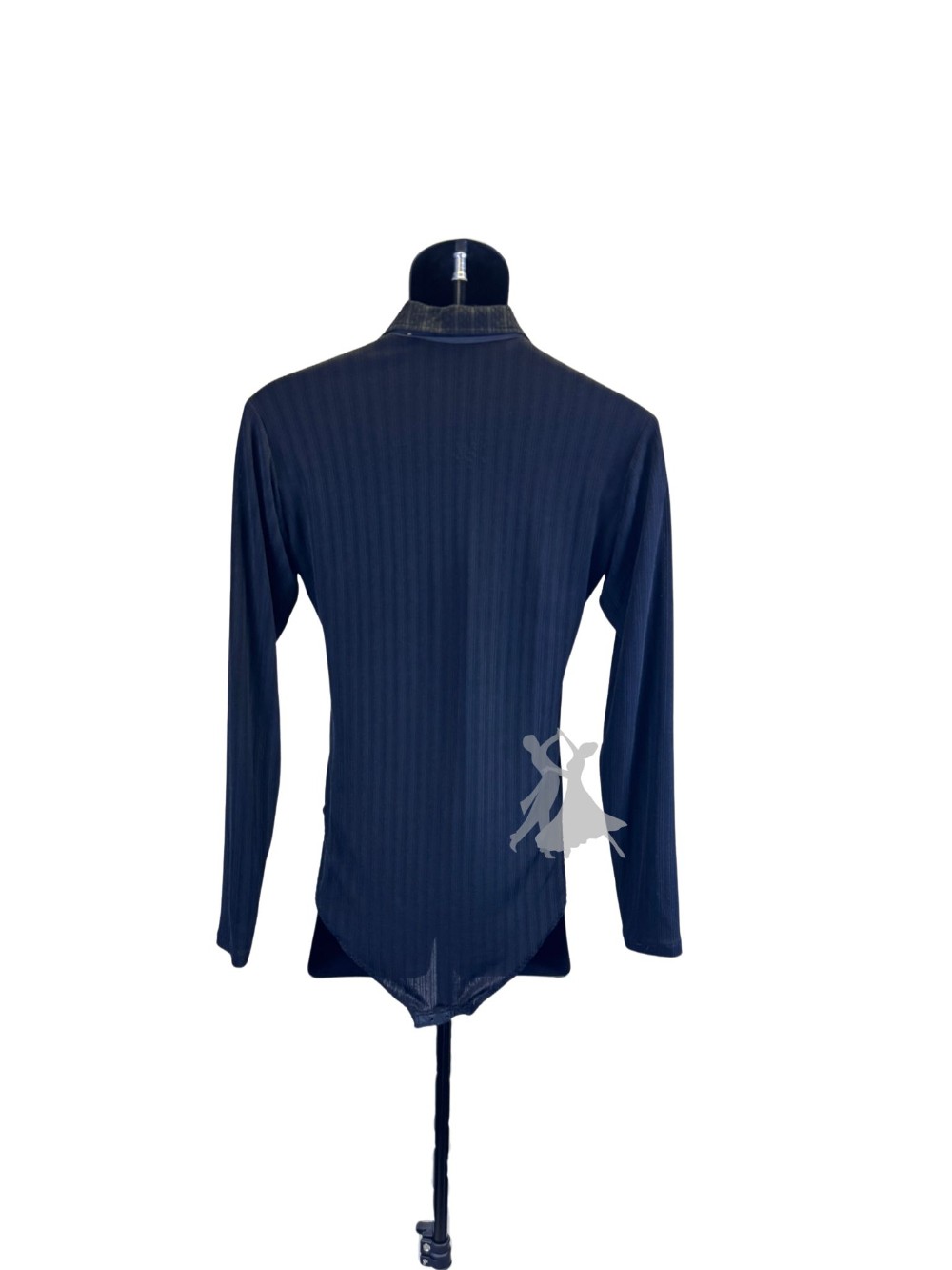 Men's Black Sheer Striped Latin Shirt w bodysuit