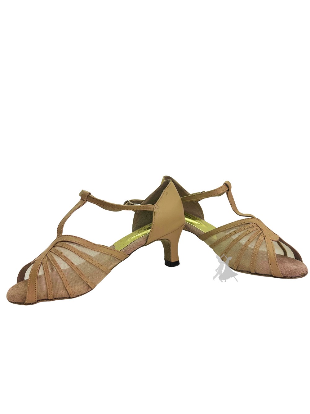 Tan Leather T-Strap Rhythm Shoes 2.5 inch heels