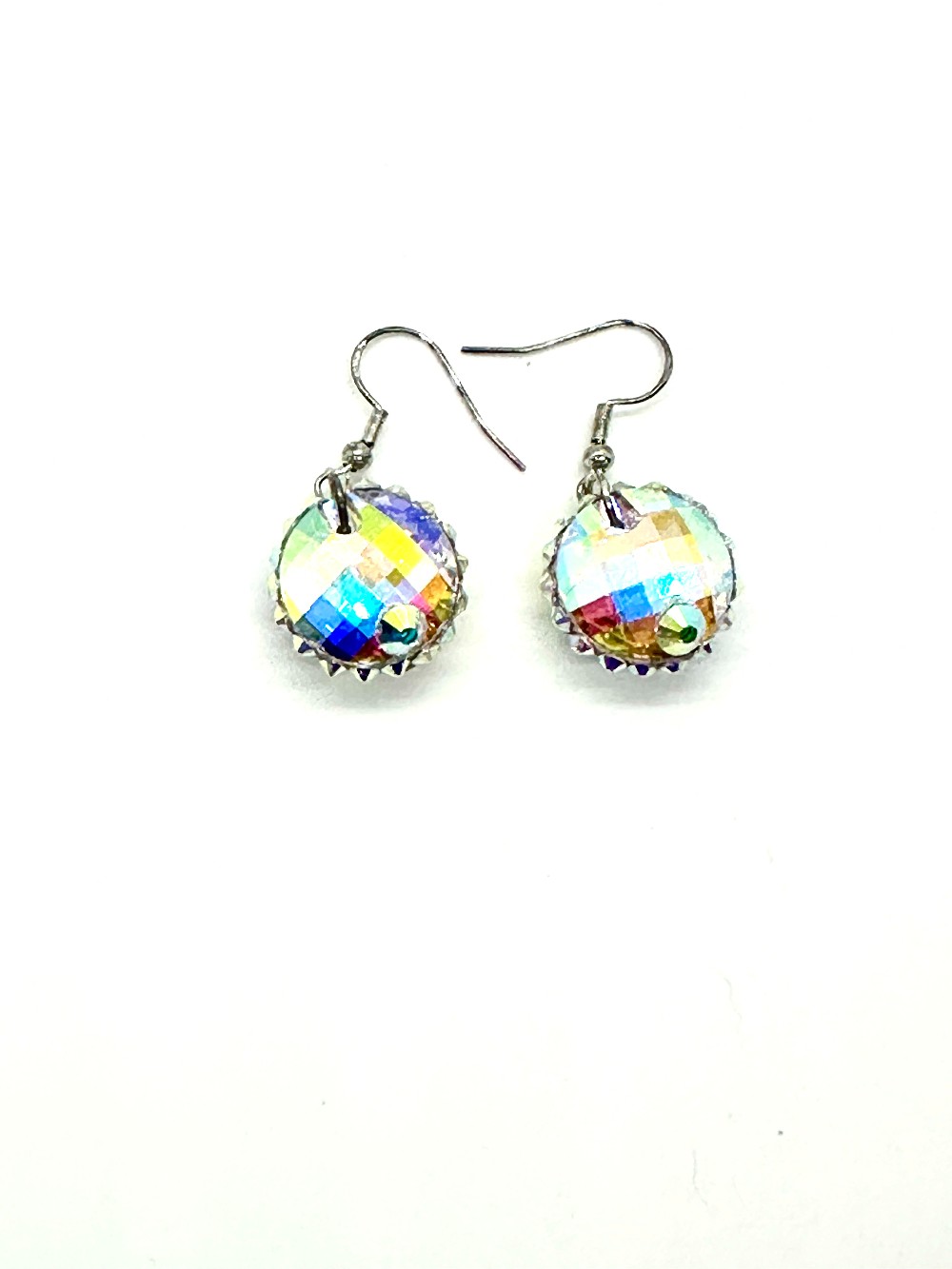 Multifaceted AB Crystal Pierced Earrings