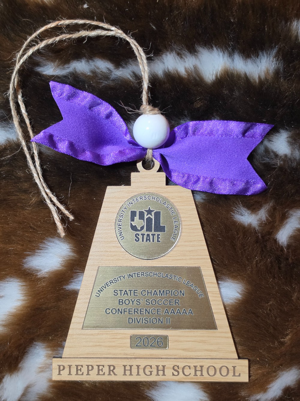 2026 Pieper High School Boys' Soccer Championship Trophy Ornament - Made to Order